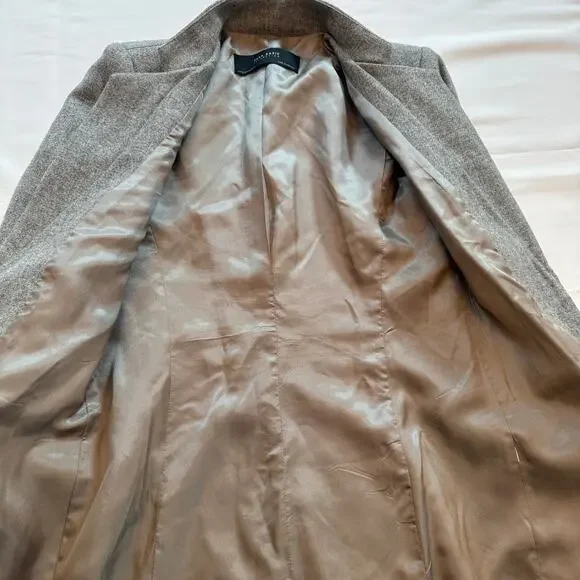 Zara Basic Collection Grey Lambswool Longline Coat Blazer Jacket XS - Picture 16 of 16